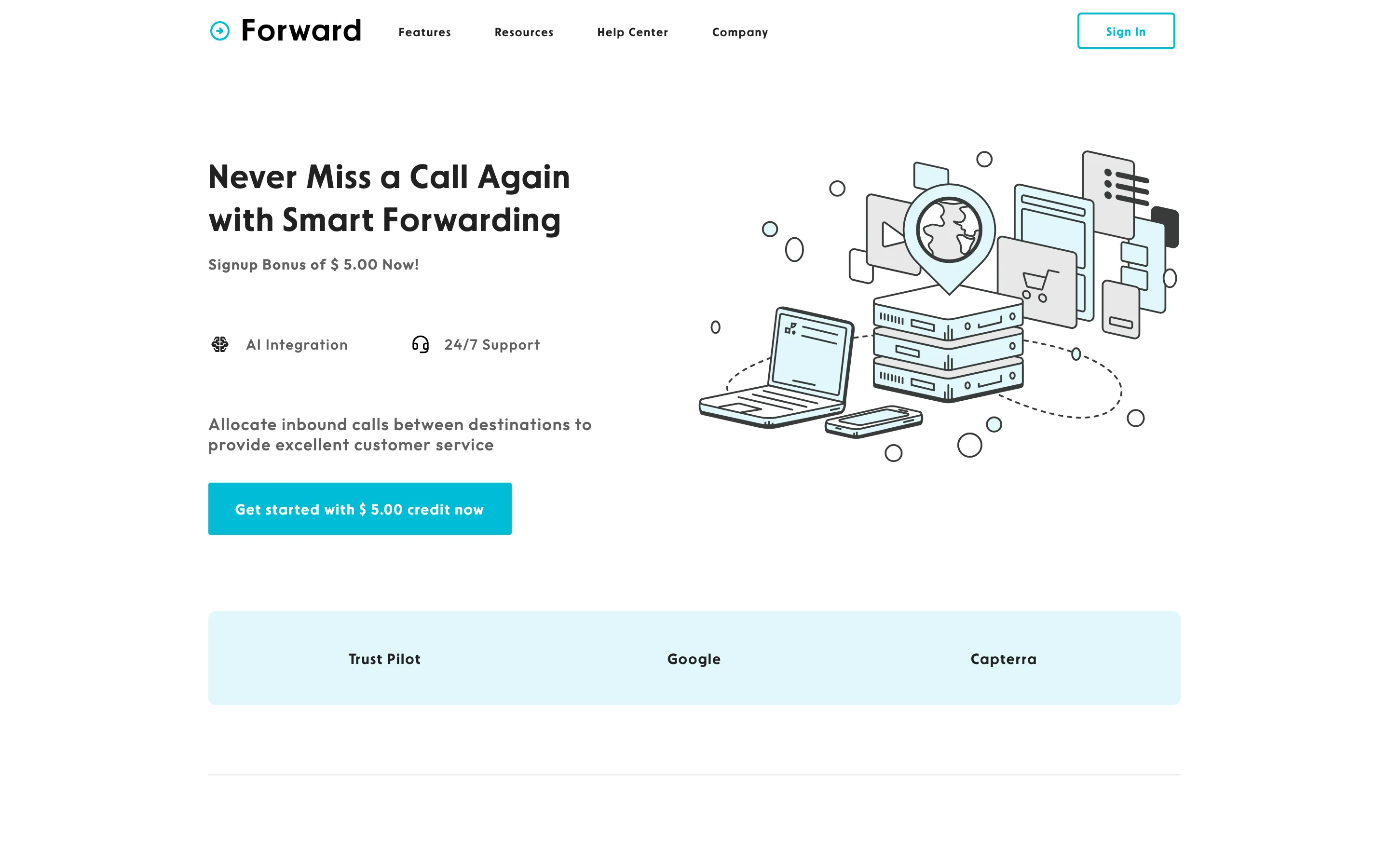 screenshot of the home page