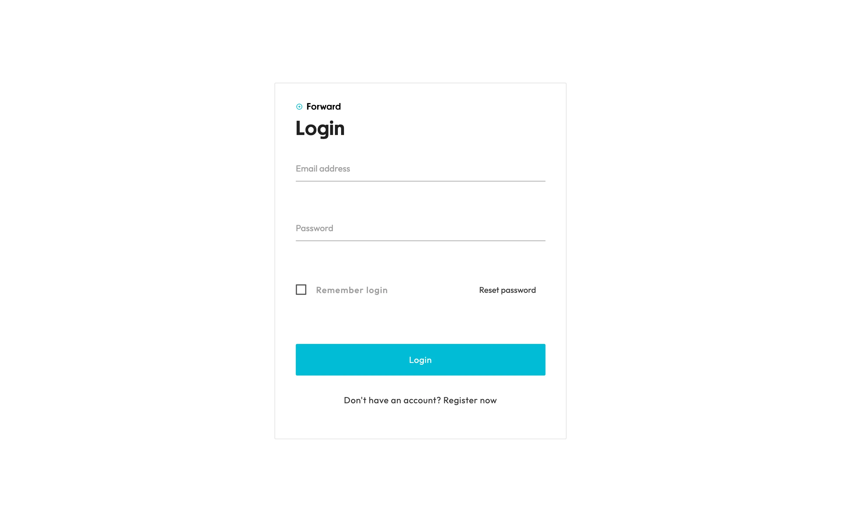 screenshot of the login page